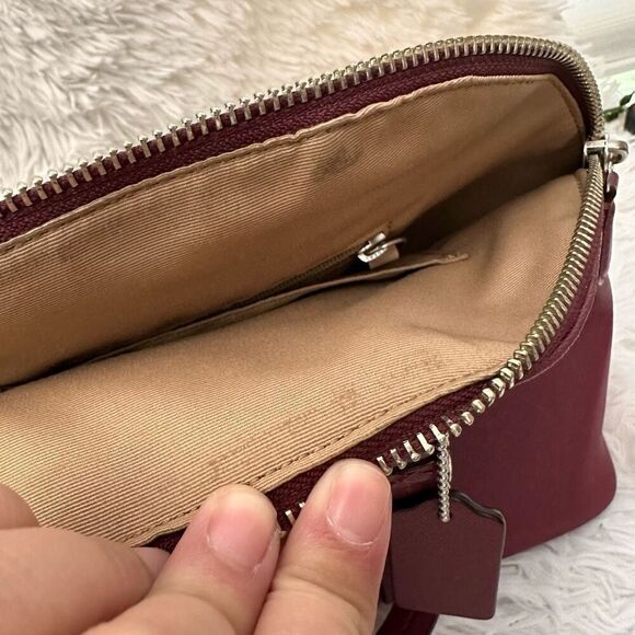 Coach Peyton Cora Magenta Leather Domed Satchel Crossbody Convertible Bag F25671 - Picture 10 of 12